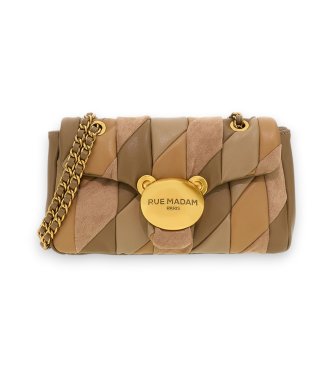 RUE MADAM PARIS Tasche Puffy XL Patchwork braun