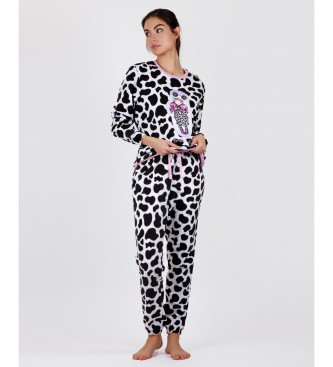 Admas Northern Lights pyjamas med dyreprint hvid, sort 
