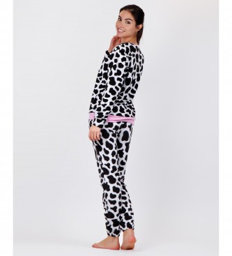Admas Nordlicht-Pyjama mit Tiermotiv wei, schwarz 