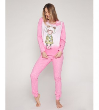 Santoro Pijama Lambkins rosa, branco