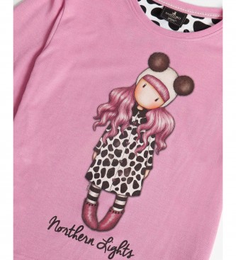 Santoro Northern Lights pajamas, pink, animal print