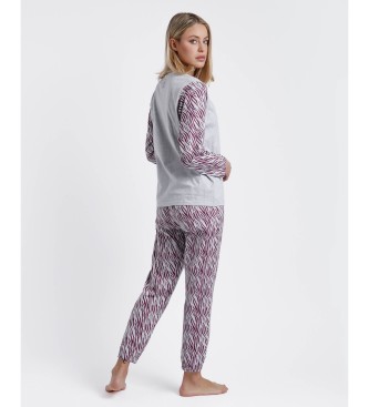 Santoro Pyjama met lange mouwen Ruby Wild grijs