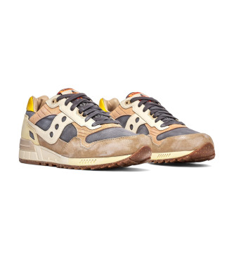 Saucony Shadow 5000 beige leather trainers