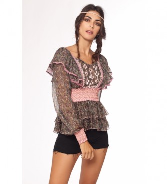 Savage Culture Multicolor paisley embroidered blouse