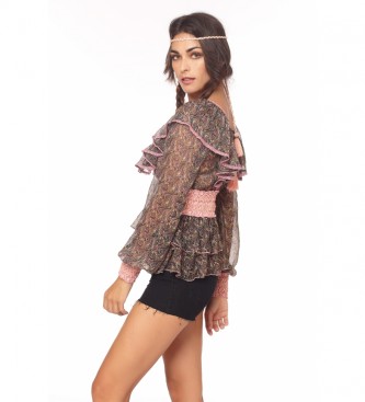Savage Culture Multicolor paisley embroidered blouse