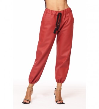 Savage Culture Pantalon en cuir rouge