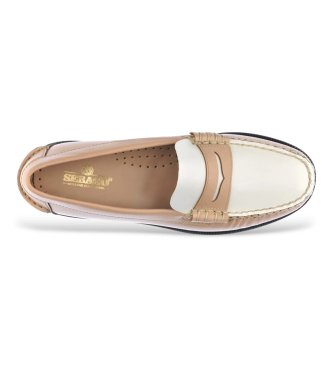 Sebago Mocassins en cuir Clasic Dan beige, blanc
