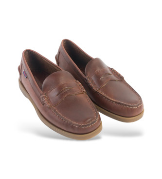 Sebago Mocassins em pele encerada Dolphin castanho