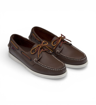 Sebago Docksides Portland brown leather boat shoes