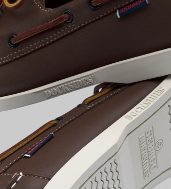 Sebago Docksides Portland brown leather boat shoes