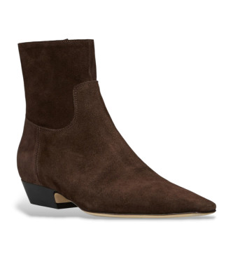 Semicouture Skórzane buty za kostkę Stivaletto Jasper brązowe
