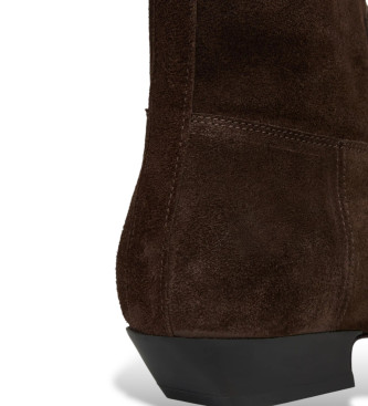 Semicouture Skórzane buty za kostkę Stivaletto Jasper brązowe