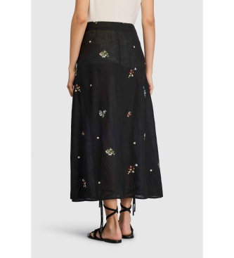 Semicouture Black embroidered linen skirt Faustine