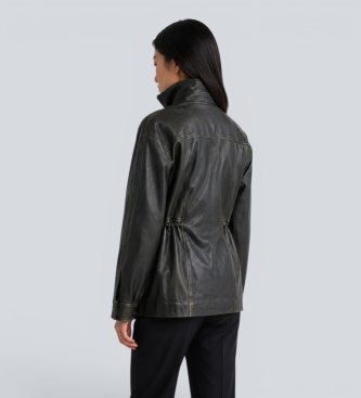 Semicouture Zwarte leren jas Alanis