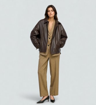 Semicouture Braune Lederjacke Rue