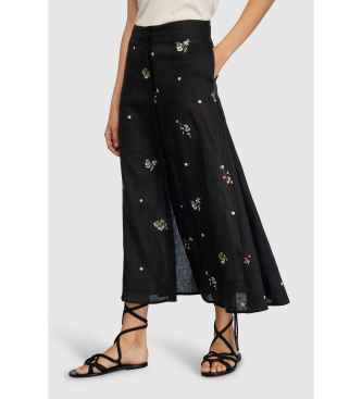 Semicouture Black embroidered linen skirt Faustine
