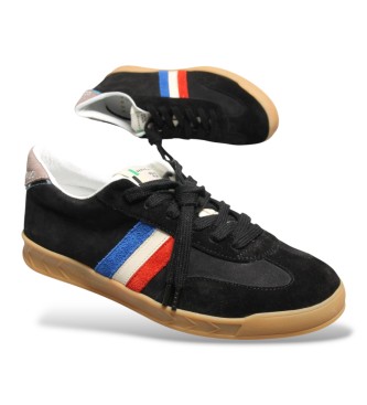 Serafini Sorte flade guld ruskindssneakers
