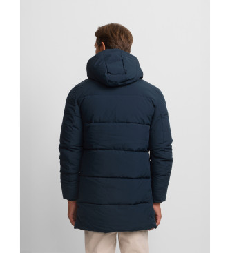 Silbon Long quilted hooded coat navy