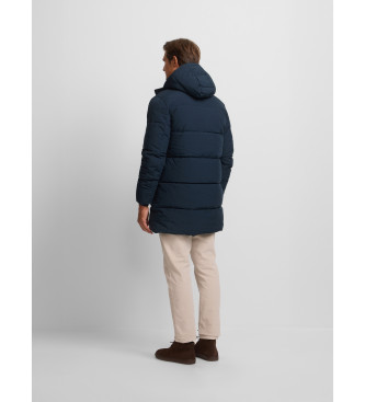 Silbon Long quilted hooded coat navy