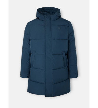 Silbon Long quilted hooded coat navy