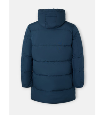 Silbon Long quilted hooded coat navy