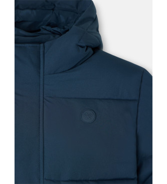 Silbon Long quilted hooded coat navy