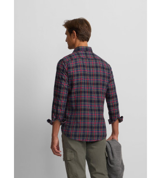 Silbon Two-tone blue and burgundy tartan check sport shirt