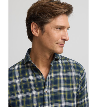 Silbon Two-tone tartan sport shirt blue, green