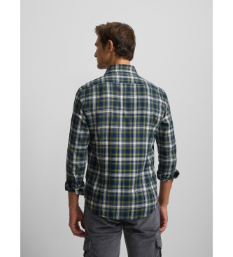 Silbon Two-tone tartan sport shirt blue, green