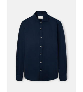 Silbon Sport shirt navy herringbone structure