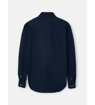 Silbon Sport shirt navy herringbone structure