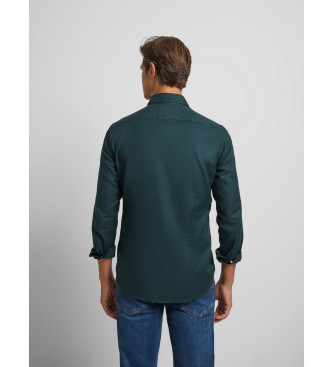 Silbon Sport shirt green herringbone structure