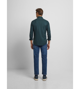Silbon Sport shirt green herringbone structure