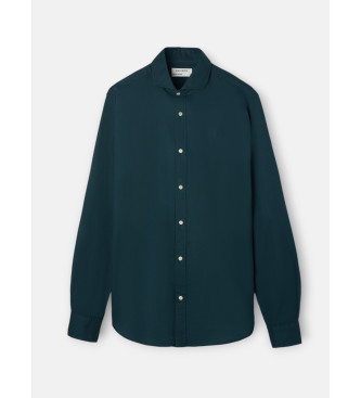 Silbon Sport shirt green herringbone structure