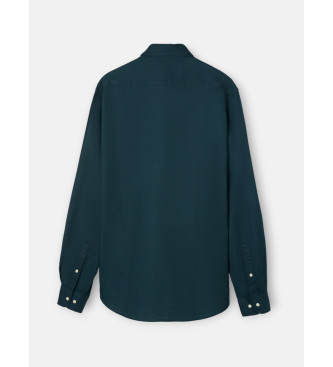 Silbon Sport shirt green herringbone structure