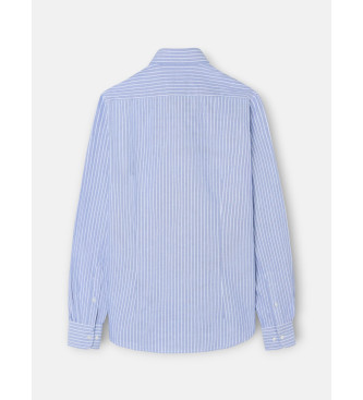 Silbon Sport oxfordskjorte marinebl med fine striber