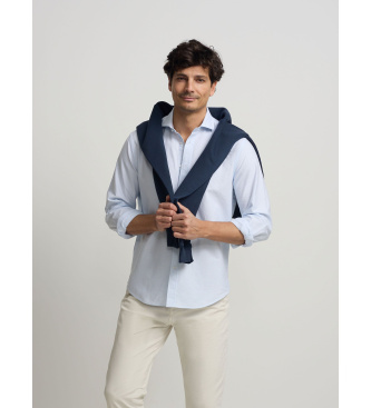 Silbon Sport shirt oxford horizontal stripes blue