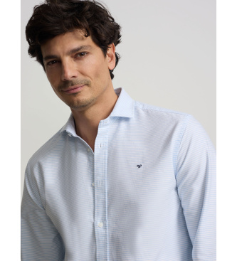 Silbon Sport shirt oxford horizontal stripes blue