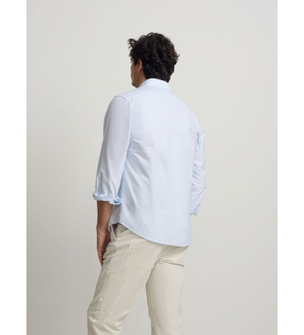 Silbon Sport shirt oxford horizontal stripes blue