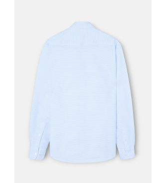 Silbon Sport shirt oxford horizontal stripes blue