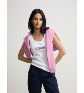 Silbon Camiseta apliques blanco