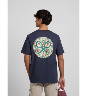 Silbon Granatowa koszulka z etnicznym kółkiem