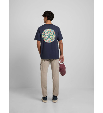 Silbon Granatowa koszulka z etnicznym kółkiem