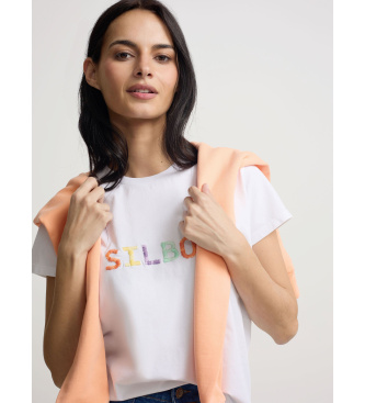 Silbon Camiseta garabateado blanco