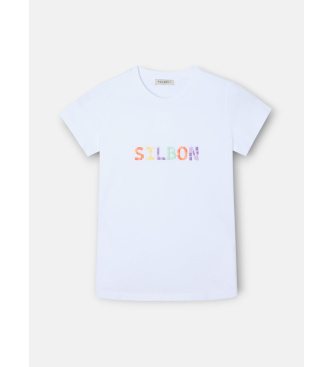 Silbon Camiseta garabateado blanco