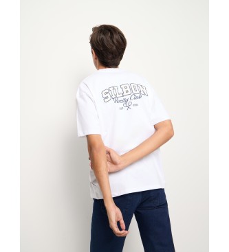 Silbon Relaxed fit sport college t-shirt hvid