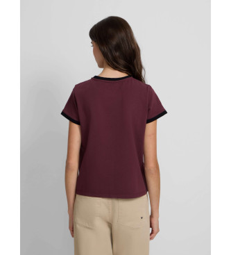 Silbon T-shirt de gola redonda bordeaux