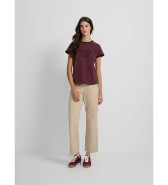 Silbon T-shirt de gola redonda bordeaux