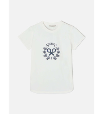 Silbon T-shirt de raquete axadrezada branca