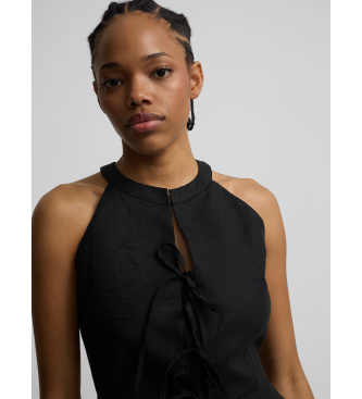 Silbon Chaleco lazos lino negro